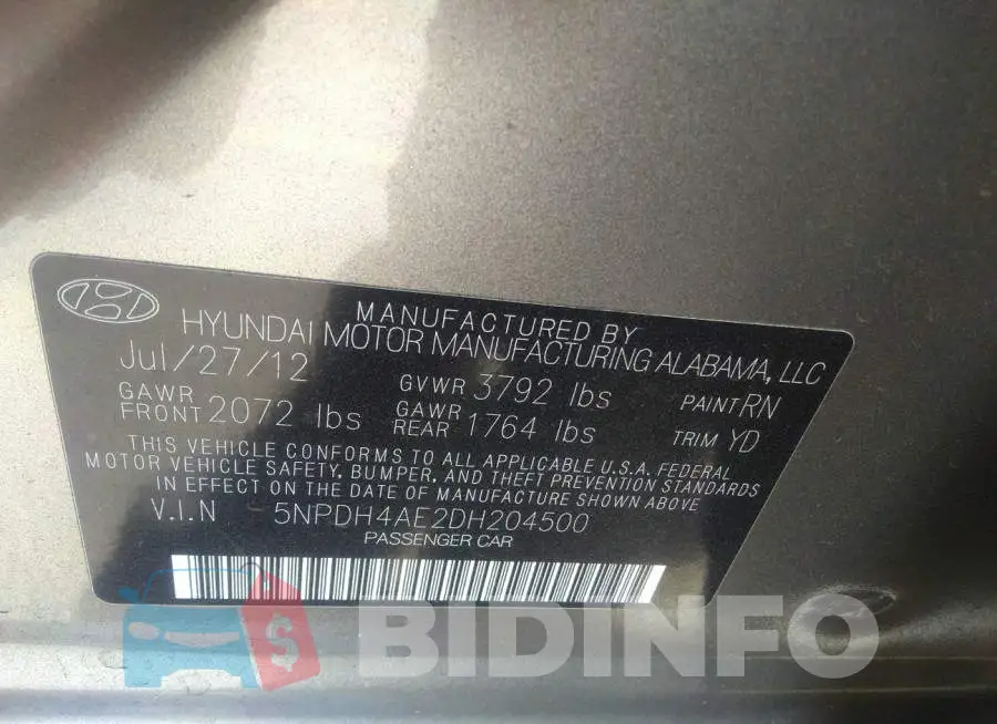 5NPDH4AE2DH204500 Photo# 9