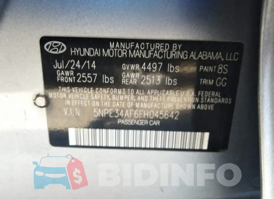 5NPE34AF6FH045642 Photo# 9
