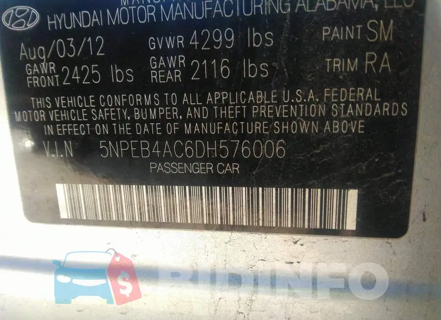 5NPEB4AC6DH576006 Photo# 9