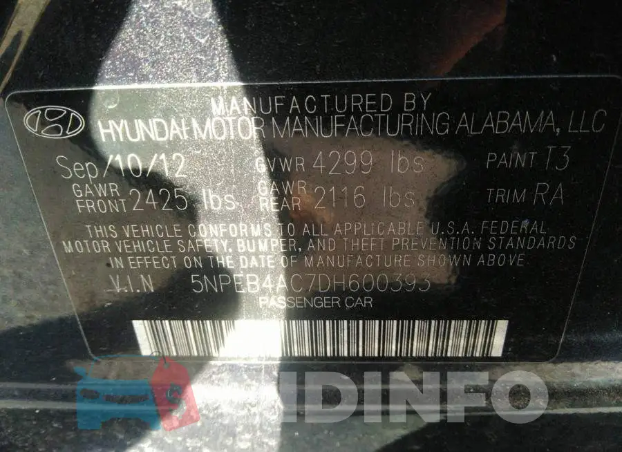 5NPEB4AC7DH600393 Photo# 9