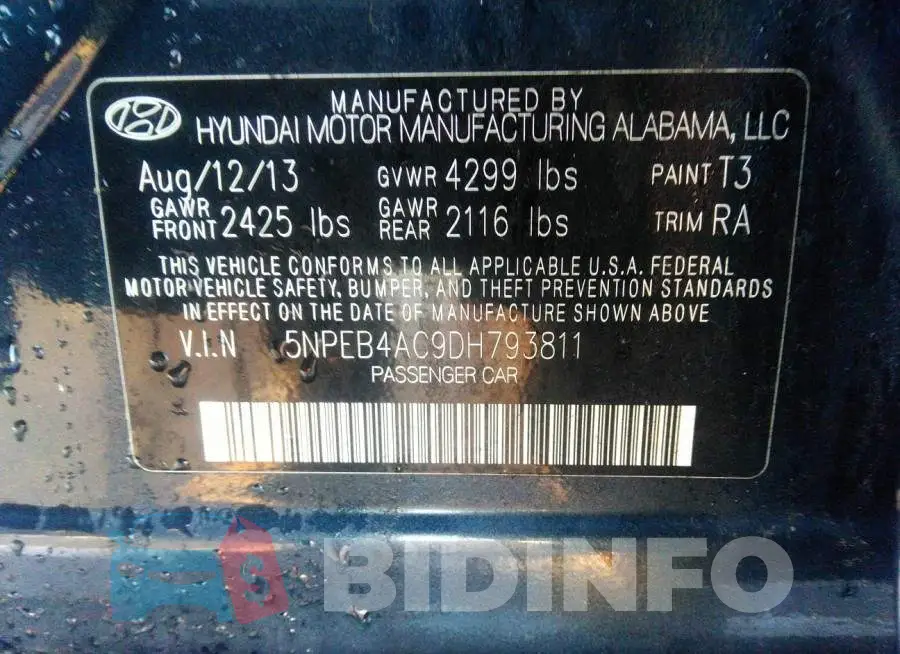 5NPEB4AC9DH793811 Photo# 9