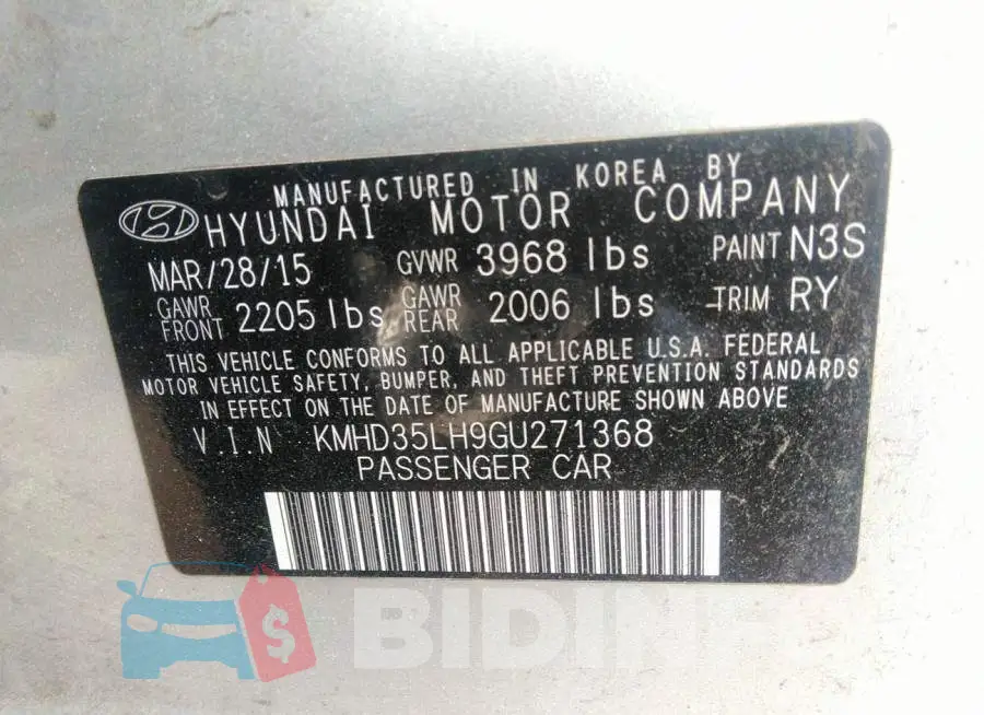 KMHD35LH9GU271368 Photo# 9