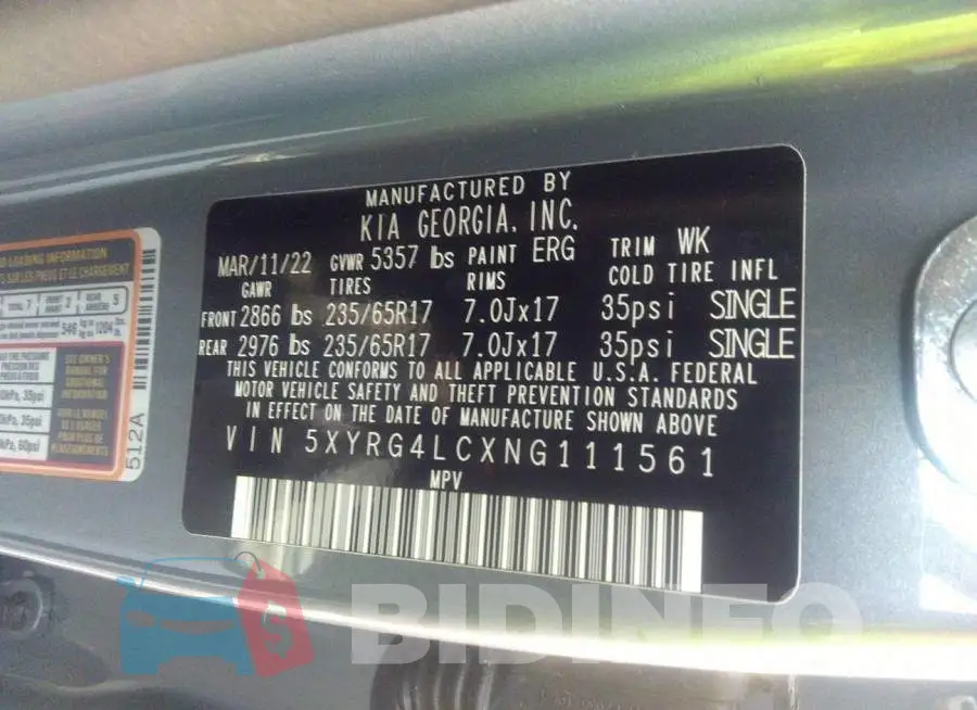 5XYRG4LCXNG111561 Photo# 9