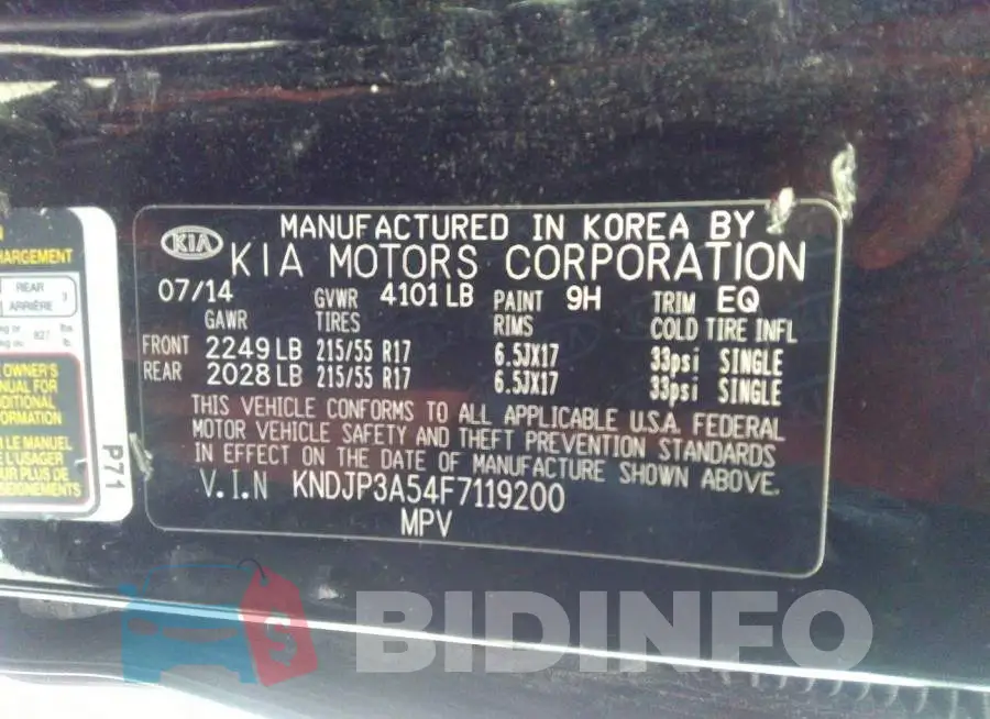 KNDJP3A54F7119200 Photo# 9