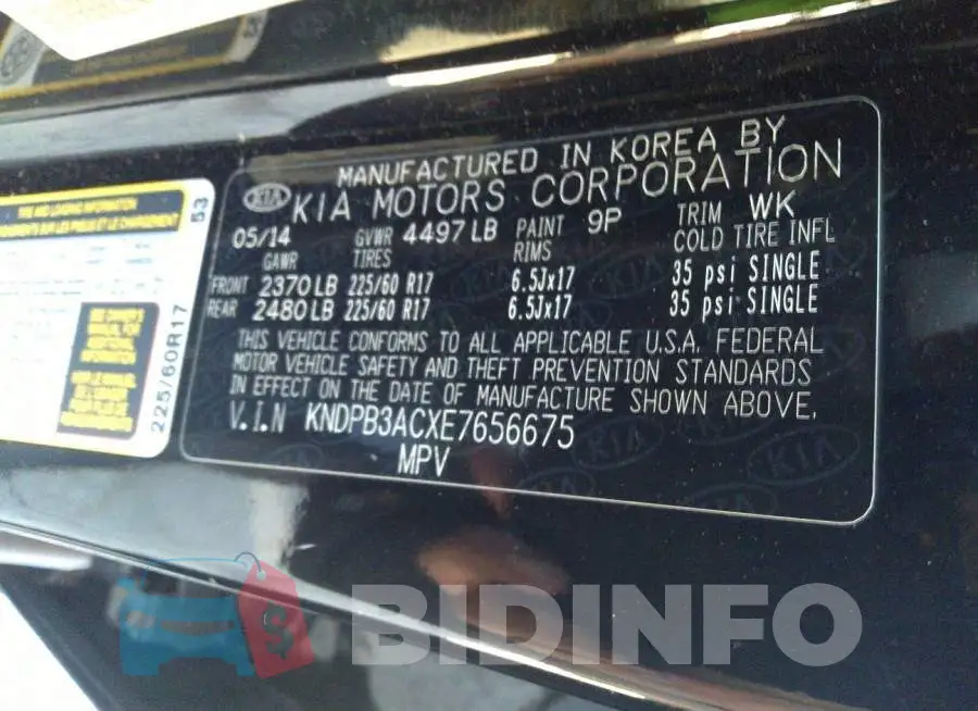 KNDPB3ACXE7656675 Photo# 9