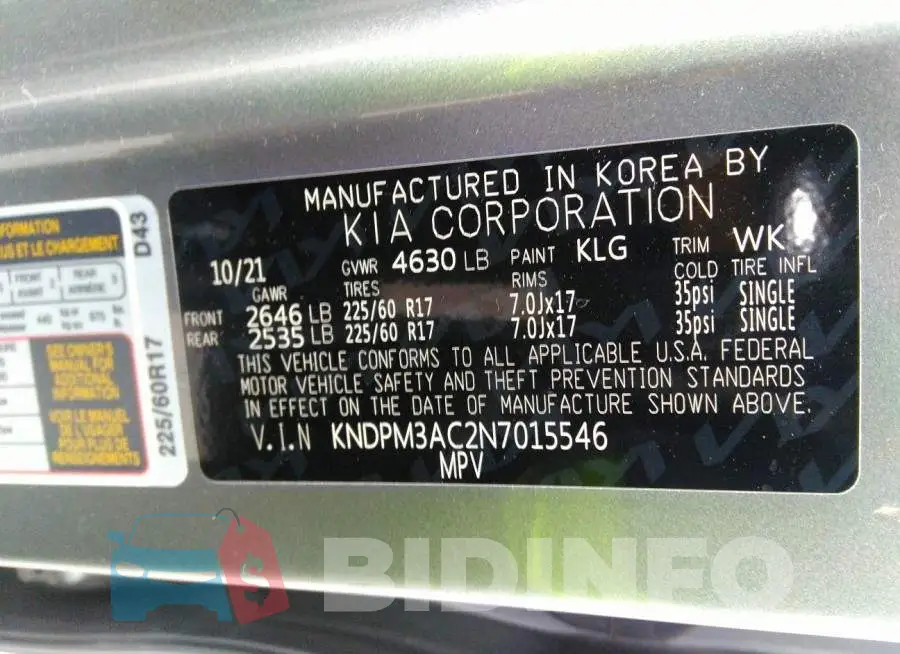 KNDPM3AC2N7015546 Photo# 9
