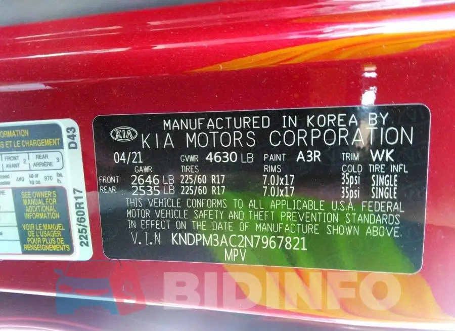 KNDPM3AC2N7967821 Photo# 9