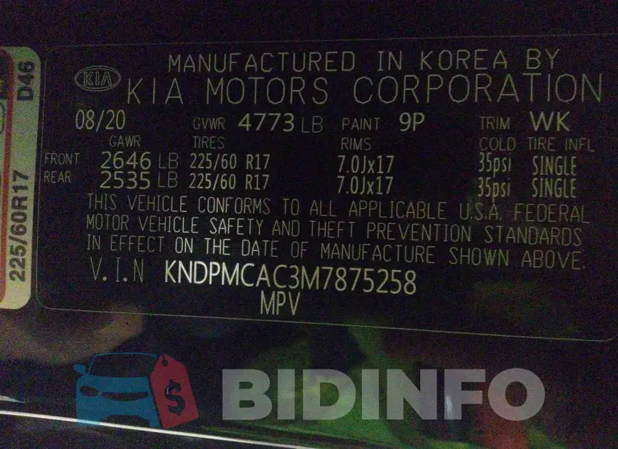 KNDPMCAC3M7875258 Photo# 9
