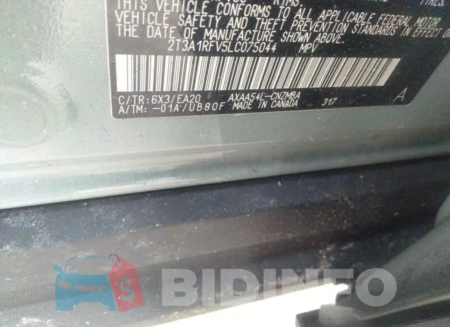 2T3A1RFV5LC075044 Photo# 9
