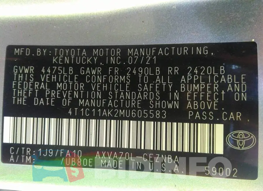 4T1C11AK2MU605583 Photo# 9