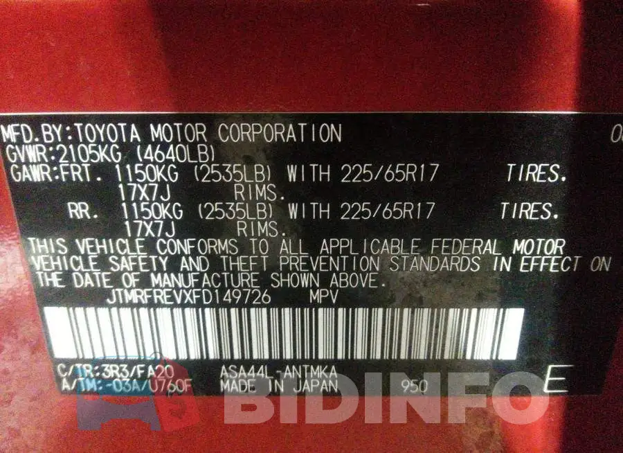 JTMRFREVXFD149726 Photo# 9