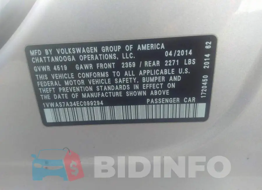 1VWAS7A34EC099294 Photo# 9