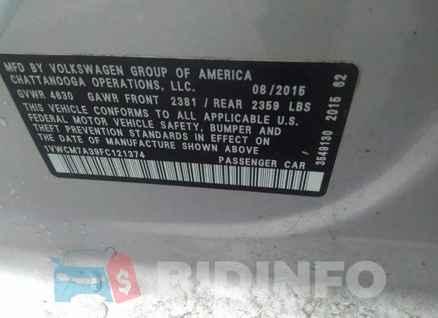 1VWCM7A39FC121374 Photo# 9