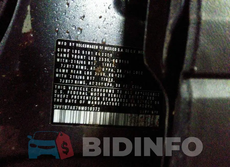 3VV1B7AX7NM010372 Photo# 9
