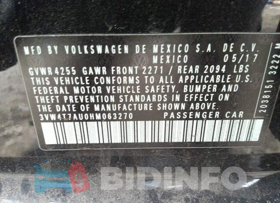 3VW4T7AU0HM063270 Photo# 9