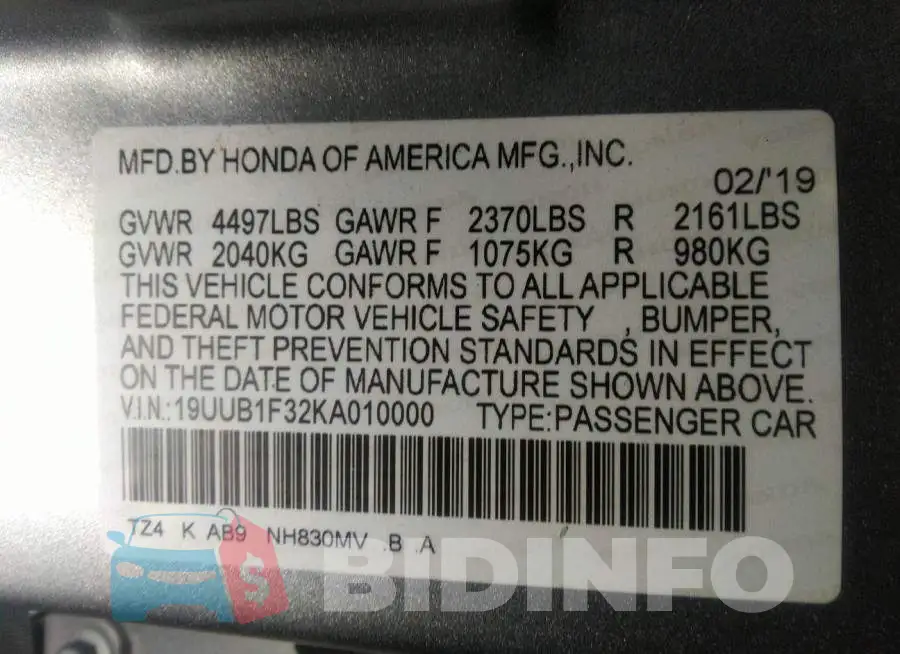19UUB1F32KA010000 Photo# 9