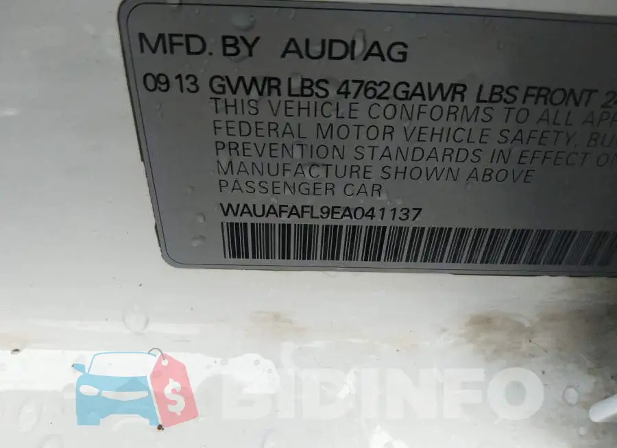 WAUAFAFL9EA041137 Photo# 9