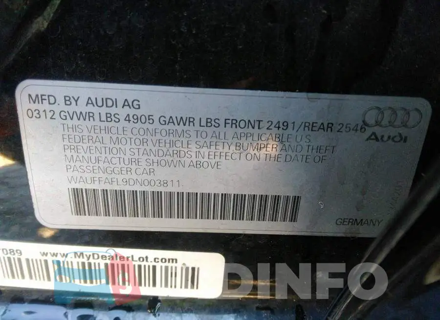 WAUFFAFL9DN003811 Photo# 9