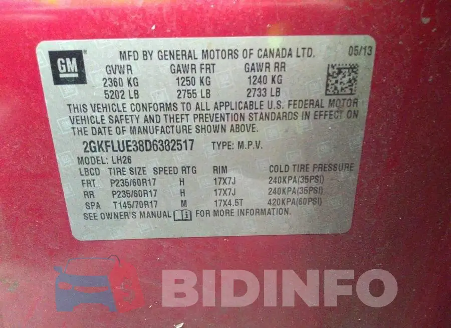 2GKFLUE38D6382517 Photo# 9
