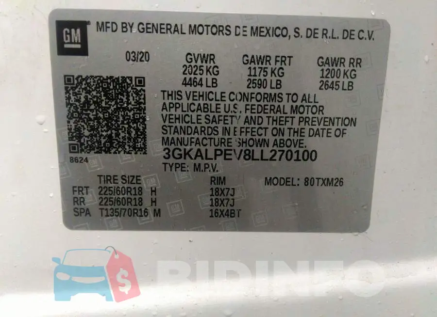 3GKALPEV8LL270100 Photo# 9