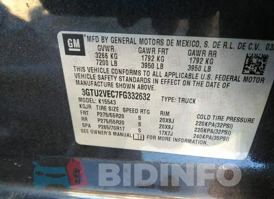 3GTU2VEC7FG332632 Photo# 9