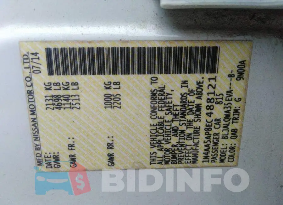 1N4AA5AP8EC488121 Photo# 9