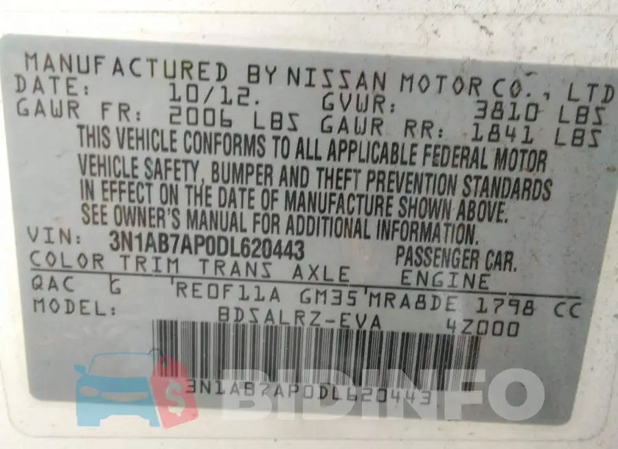 3N1AB7AP0DL620443 Photo# 9