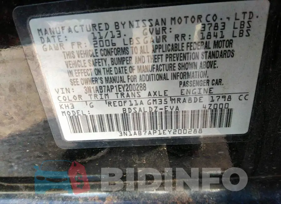 3N1AB7AP1EY200288 Photo# 9