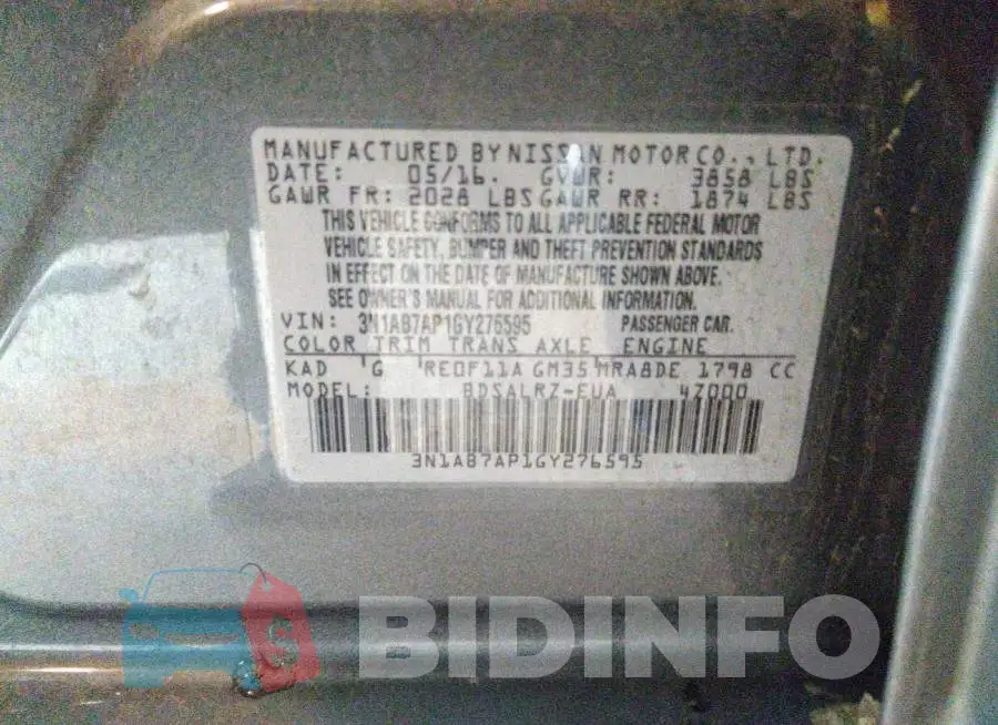 3N1AB7AP1GY276595 Photo# 9