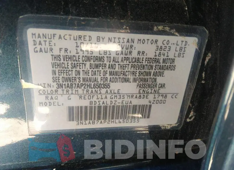 3N1AB7AP2HL650355 Photo# 9