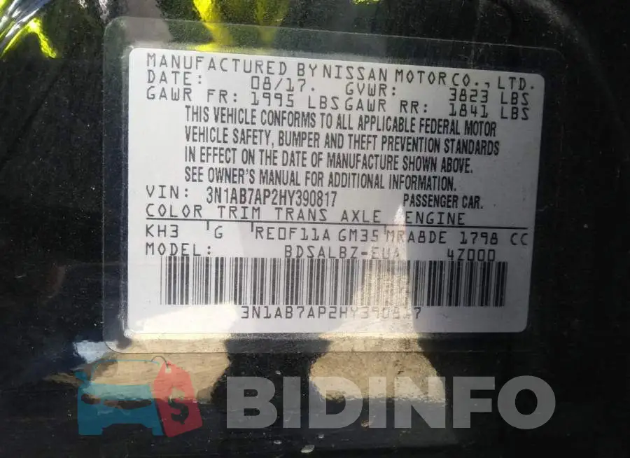 3N1AB7AP2HY390817 Photo# 9