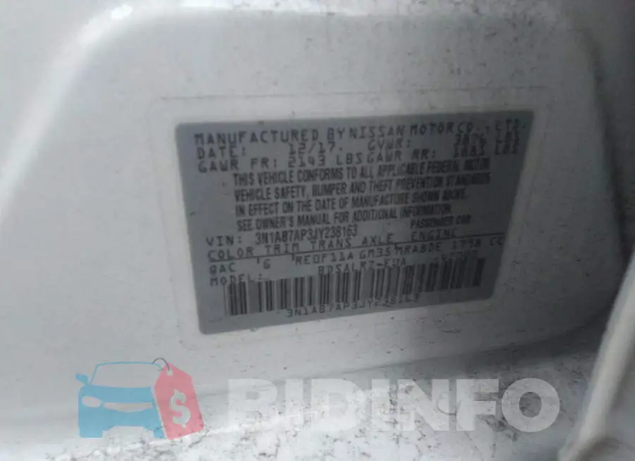 3N1AB7AP3JY238163 Photo# 7