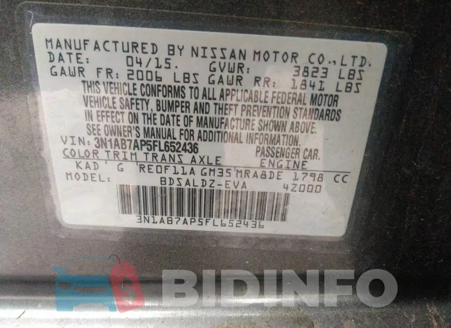 3N1AB7AP5FL652436 Photo# 9