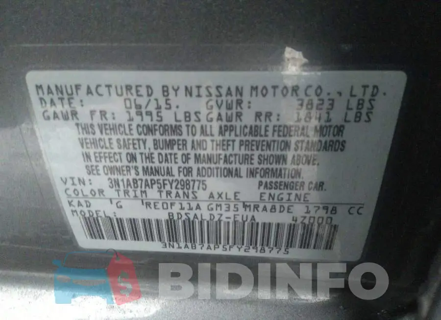 3N1AB7AP5FY298775 Photo# 9