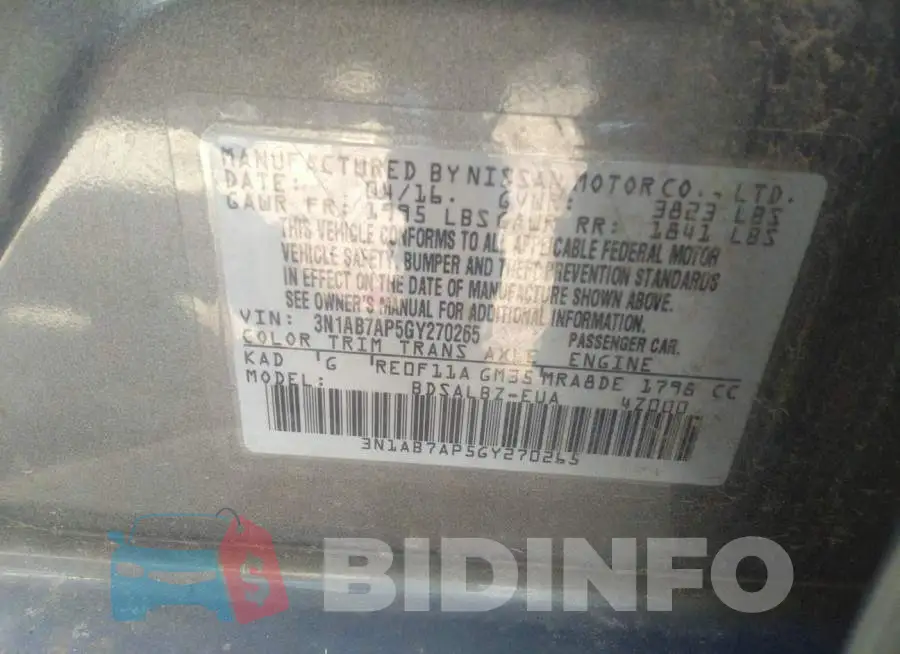 3N1AB7AP5GY270265 Photo# 9