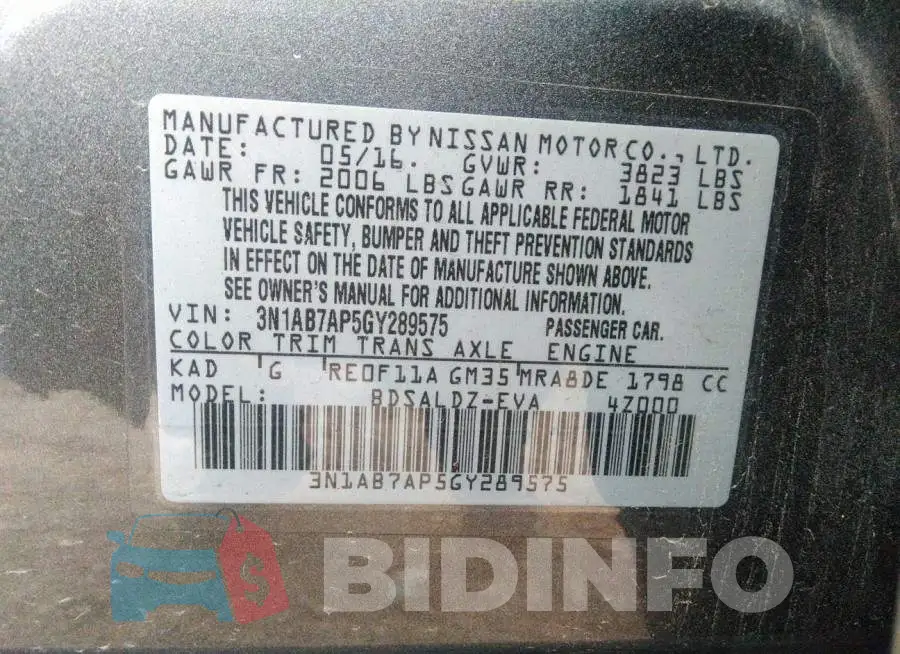 3N1AB7AP5GY289575 Photo# 9