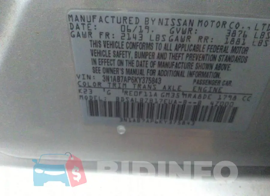 3N1AB7AP6KY375843 Photo# 9