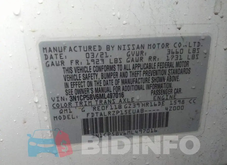 3N1CP5BV6ML497016 Photo# 9