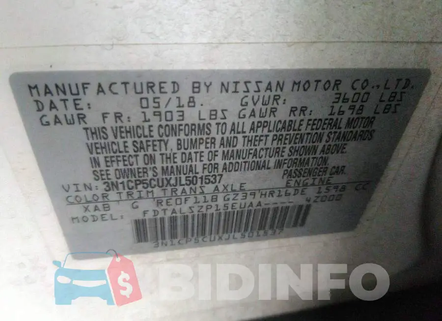 3N1CP5CUXJL501537 Photo# 9