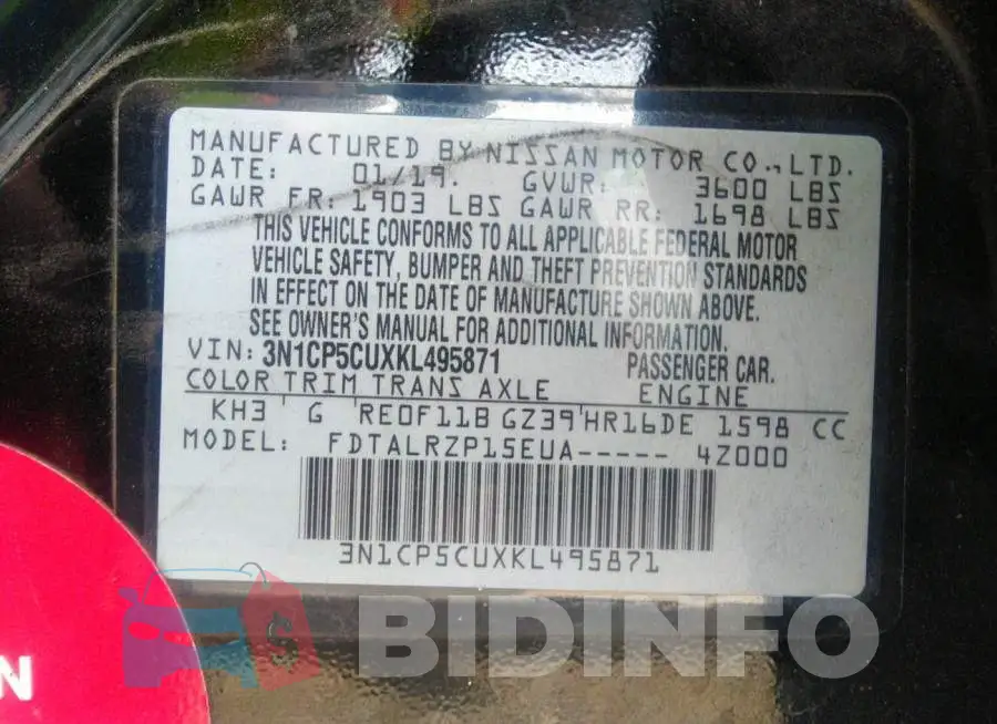 3N1CP5CUXKL495871 Photo# 9