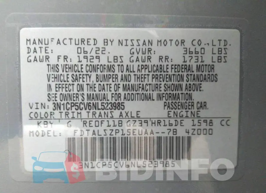 3N1CP5CV6NL523985 Photo# 9