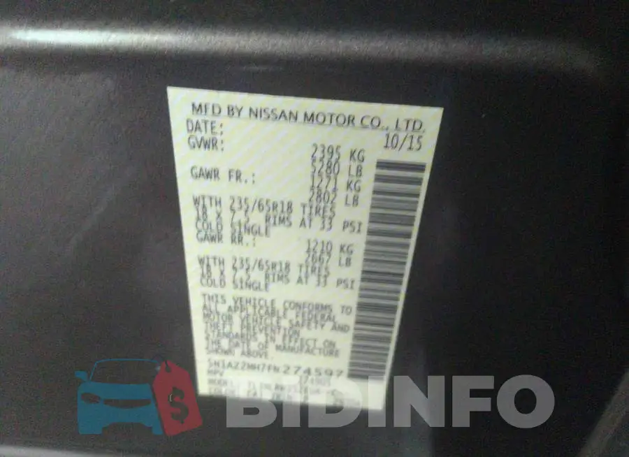 5N1AZ2MH7FN274597 Photo# 9