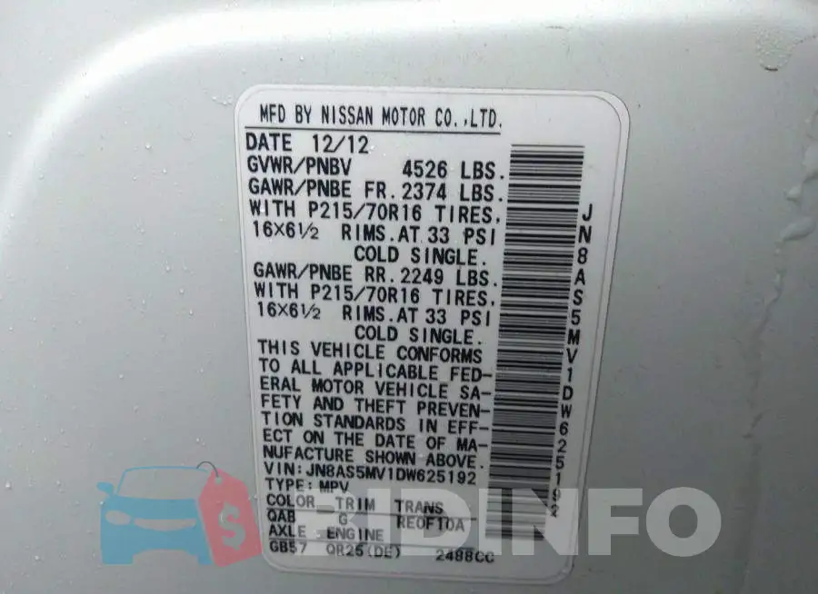 JN8AS5MV1DW625192 Photo# 9