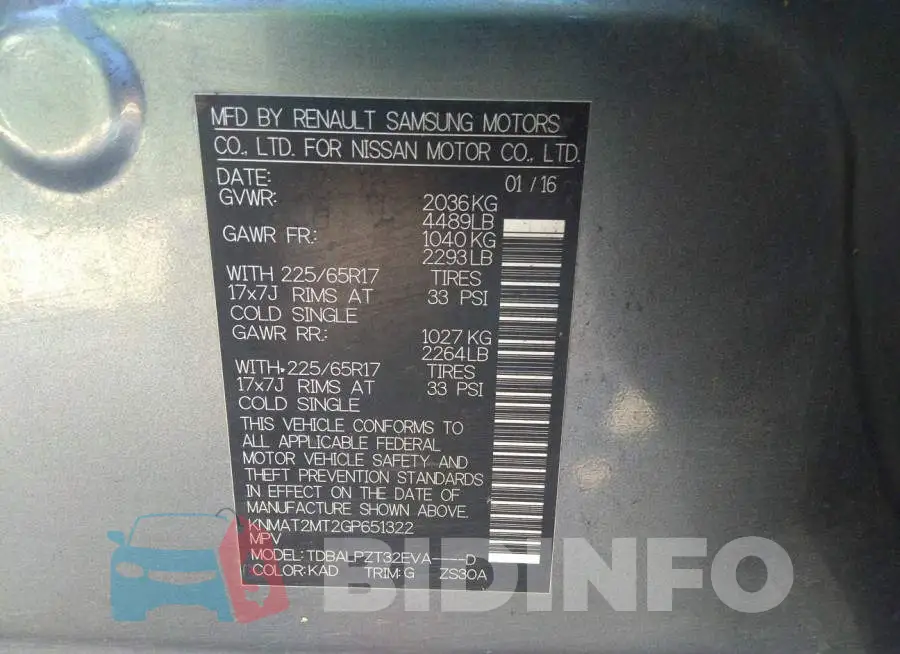 KNMAT2MT2GP651322 Photo# 9