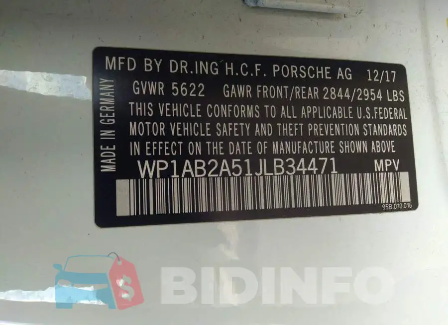 WP1AB2A51JLB34471 Photo# 9