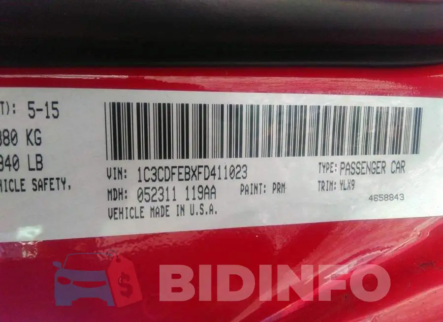 1C3CDFEBXFD411023 Photo# 9