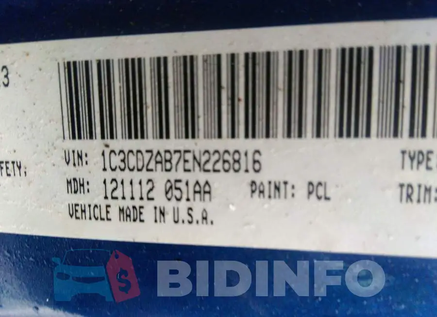 1C3CDZAB7EN226816 Photo# 9