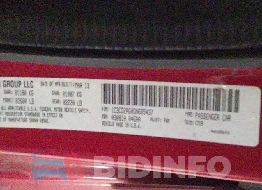 1C3CDZAG0DN685437 Photo# 9