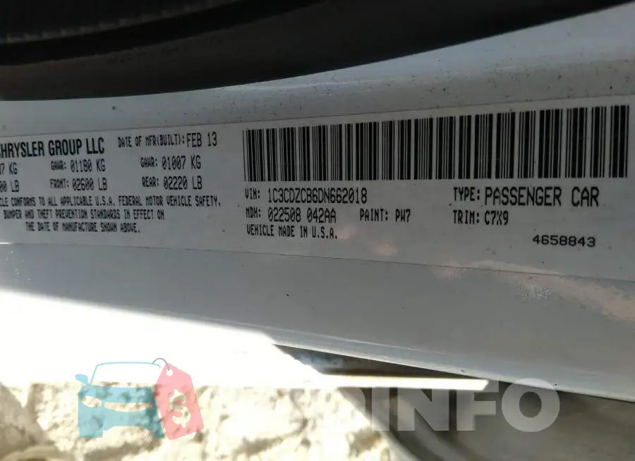 1C3CDZCB6DN662018 Photo# 9