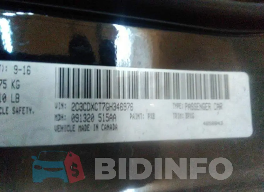 2C3CDXCT7GH346976 Photo# 9